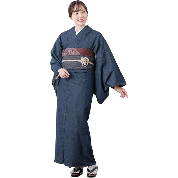 Amazon | デニム着物 インディゴ ノーマル レディース フリーサイズ